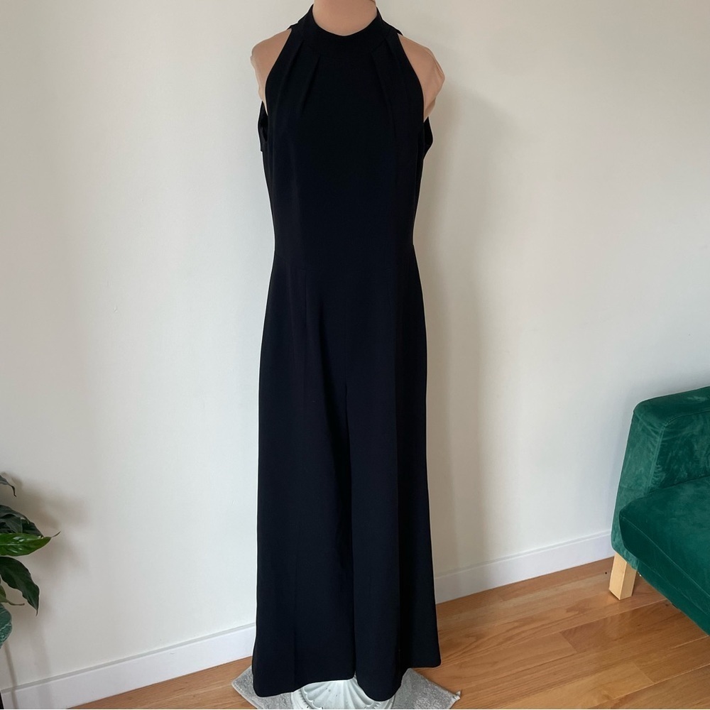 Lucian Matis Pleated High Neck Wide Leg Black Sleeveless Jumpsuit FW1975 EUC 10 - Picture 2 of 10